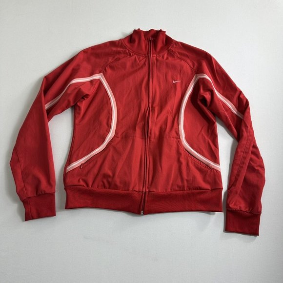 Vintage Y2K‎ Nike Athletic Track Jacket Women Size Large Red Active Training - Picture 1 of 8